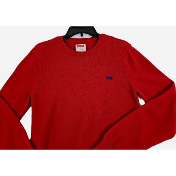 Levi's~Woman Size S Petite~ Red Crew Neck Cotton Blend Sweater Long Sleeve. - Picture 11 of 16